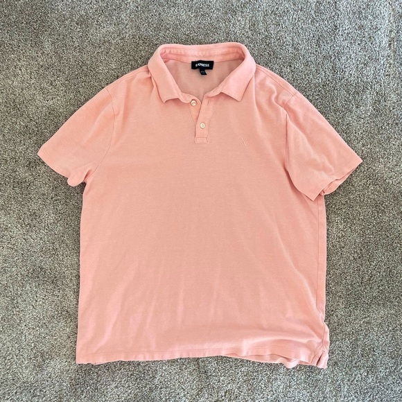 Men's Express Polo peachy pink Short sleeve solid Polo size XL - Picture 1 of 4